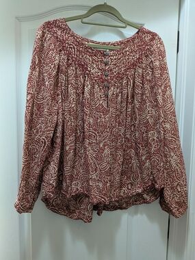 We The Free Burgundy Paisley Blouse